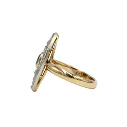 Bague Marquise en or jaune, platine, saphir et diamants - Castafiore