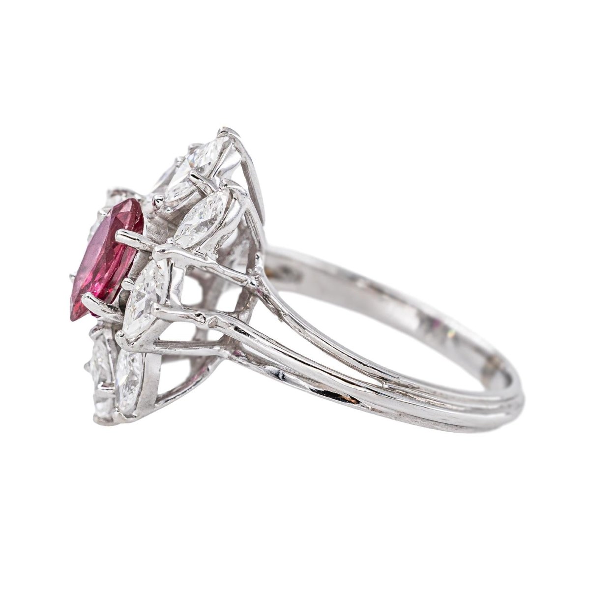 Bague Marquise Or blanc Rubis - Castafiore