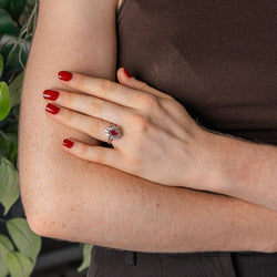 Bague Marquise Or blanc Rubis - Castafiore