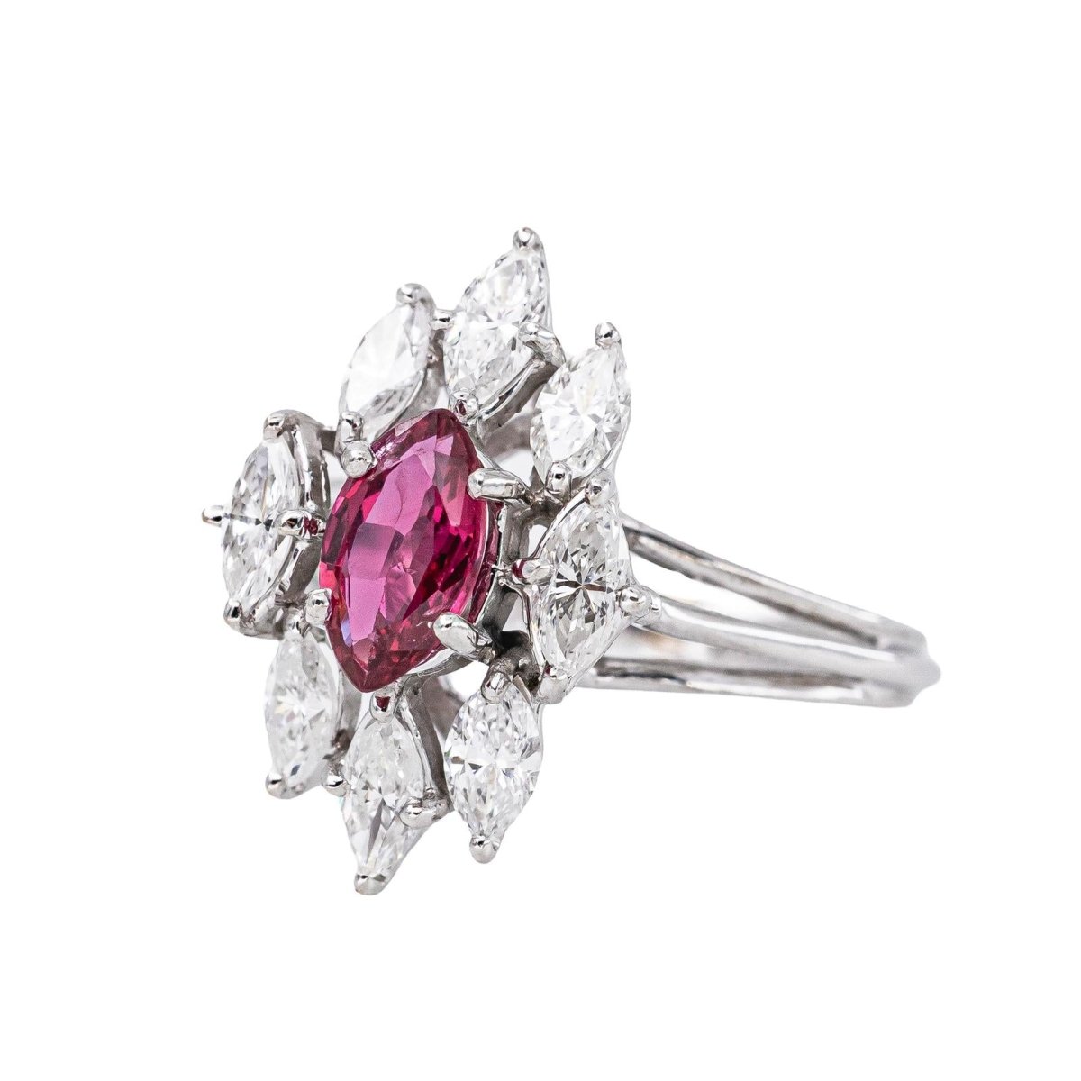 Bague Marquise Or blanc Rubis - Castafiore