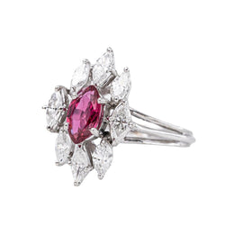 Bague Marquise Or blanc Rubis - Castafiore