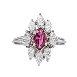 Bague Marquise Or blanc Rubis - Castafiore