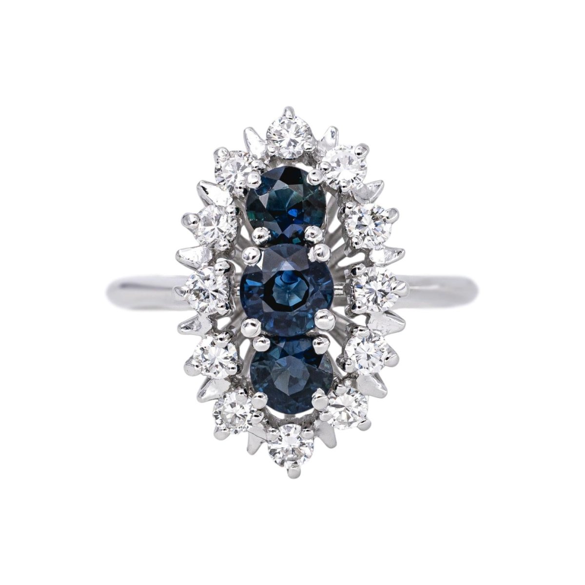 Bague Marquise Or blanc Saphir - Castafiore
