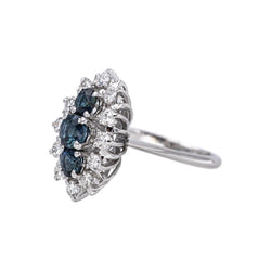Bague Marquise Or blanc Saphir - Castafiore