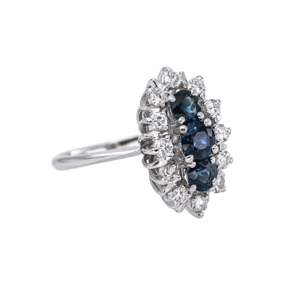 Bague Marquise Or blanc Saphir - Castafiore