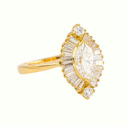 Bague Marquise Or jaune Diamant - Castafiore