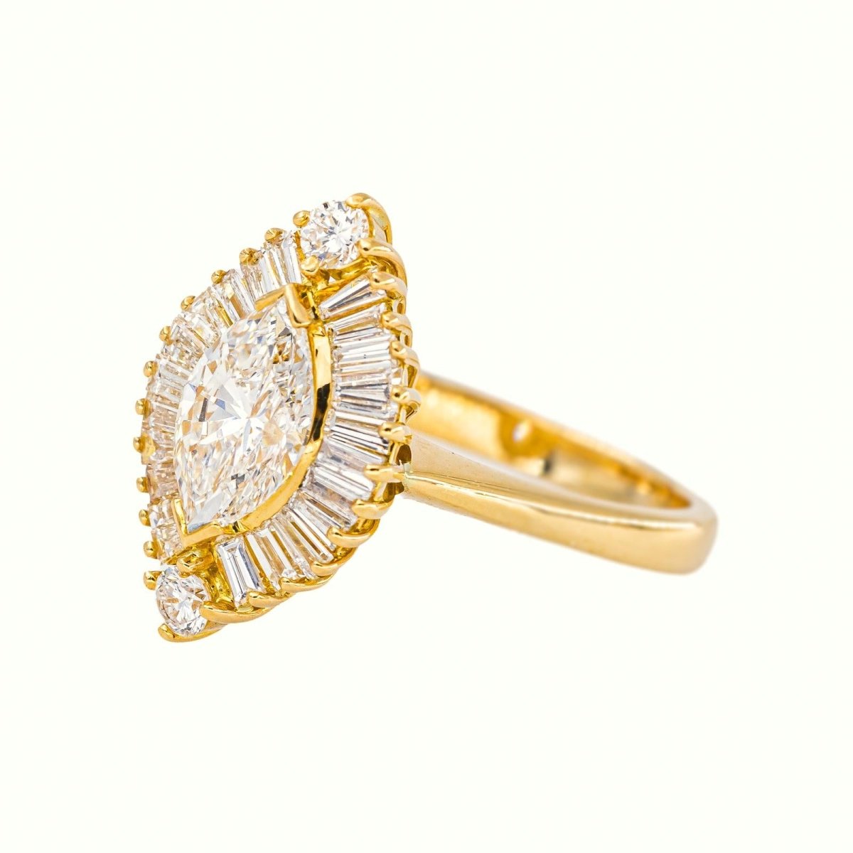 Bague Marquise Or jaune Diamant - Castafiore