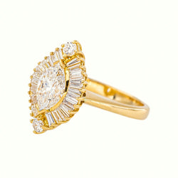 Bague Marquise Or jaune Diamant - Castafiore