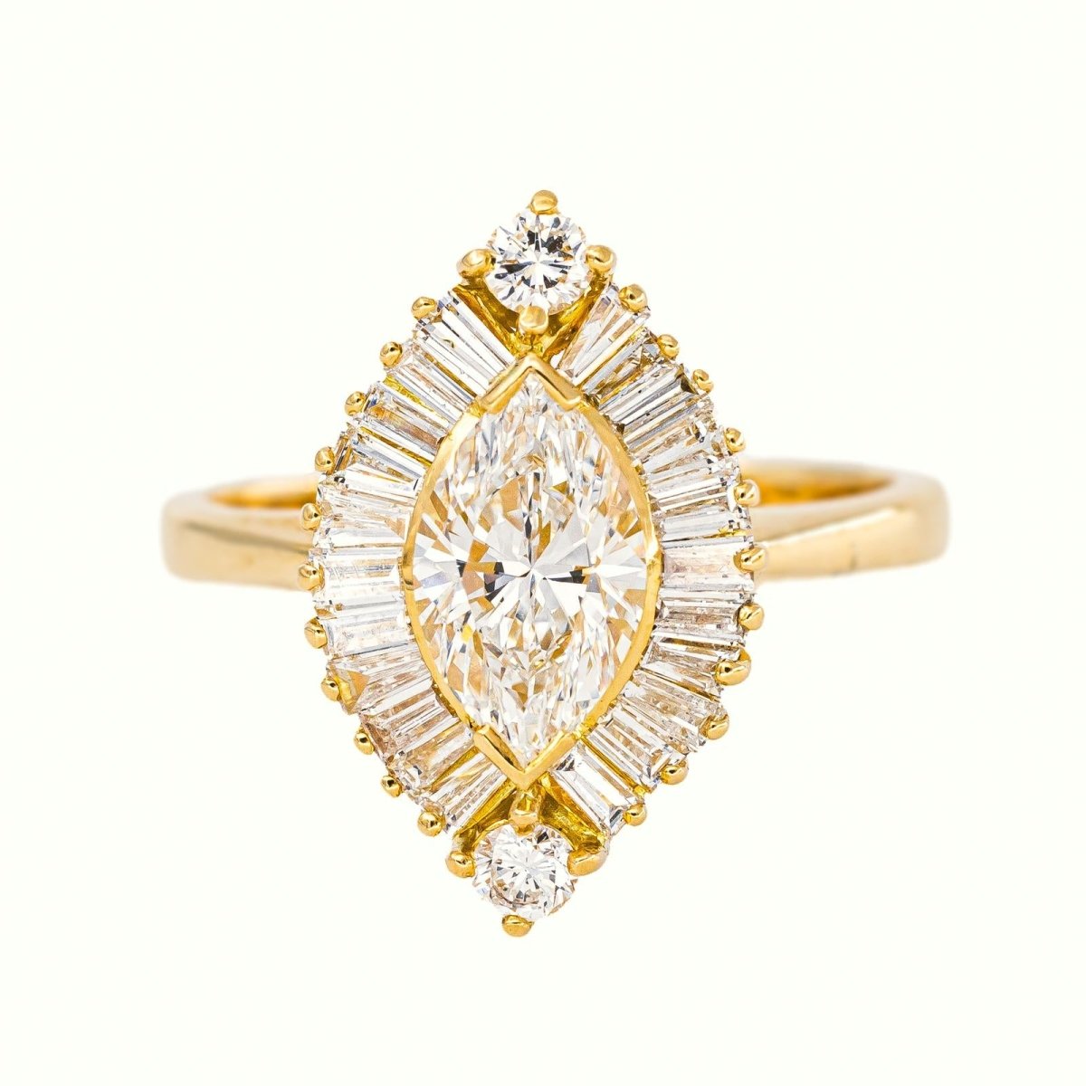 Bague Marquise Or jaune Diamant - Castafiore