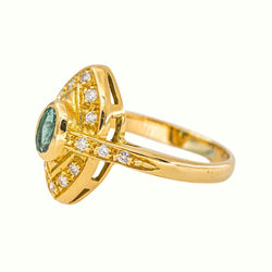 Bague Marquise Or jaune Emeraude - Castafiore