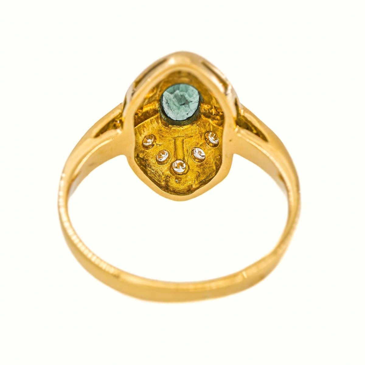 Bague Marquise Or jaune Emeraude - Castafiore