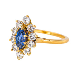 Bague Marquise Or jaune Saphir - Castafiore