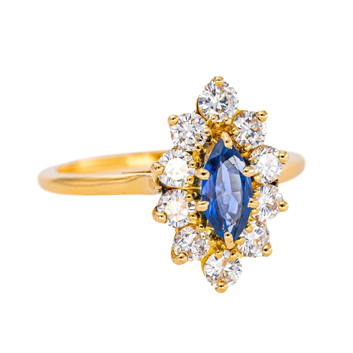 Bague Marquise Or jaune Saphir - Castafiore
