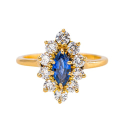 Bague Marquise Or jaune Saphir - Castafiore