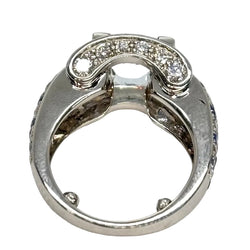 Bague MAUBOUSSIN Eternité en or blanc aigue - marine saphirs et diamants - Castafiore