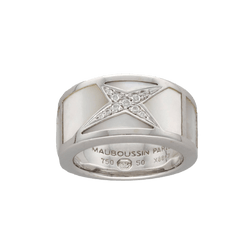 Bague MAUBOUSSIN "Étoile Beauté" en or gris, nacre et diamants - Castafiore