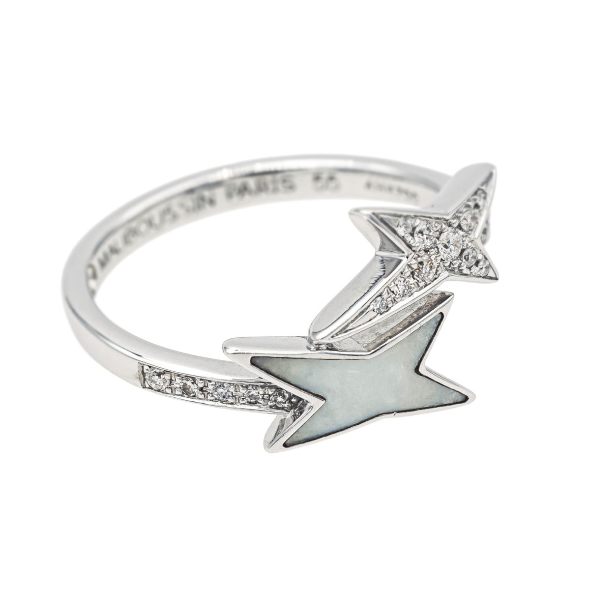 Bague MAUBOUSSIN "Étoile de Vie" en or blanc, nacre et diamants - Castafiore