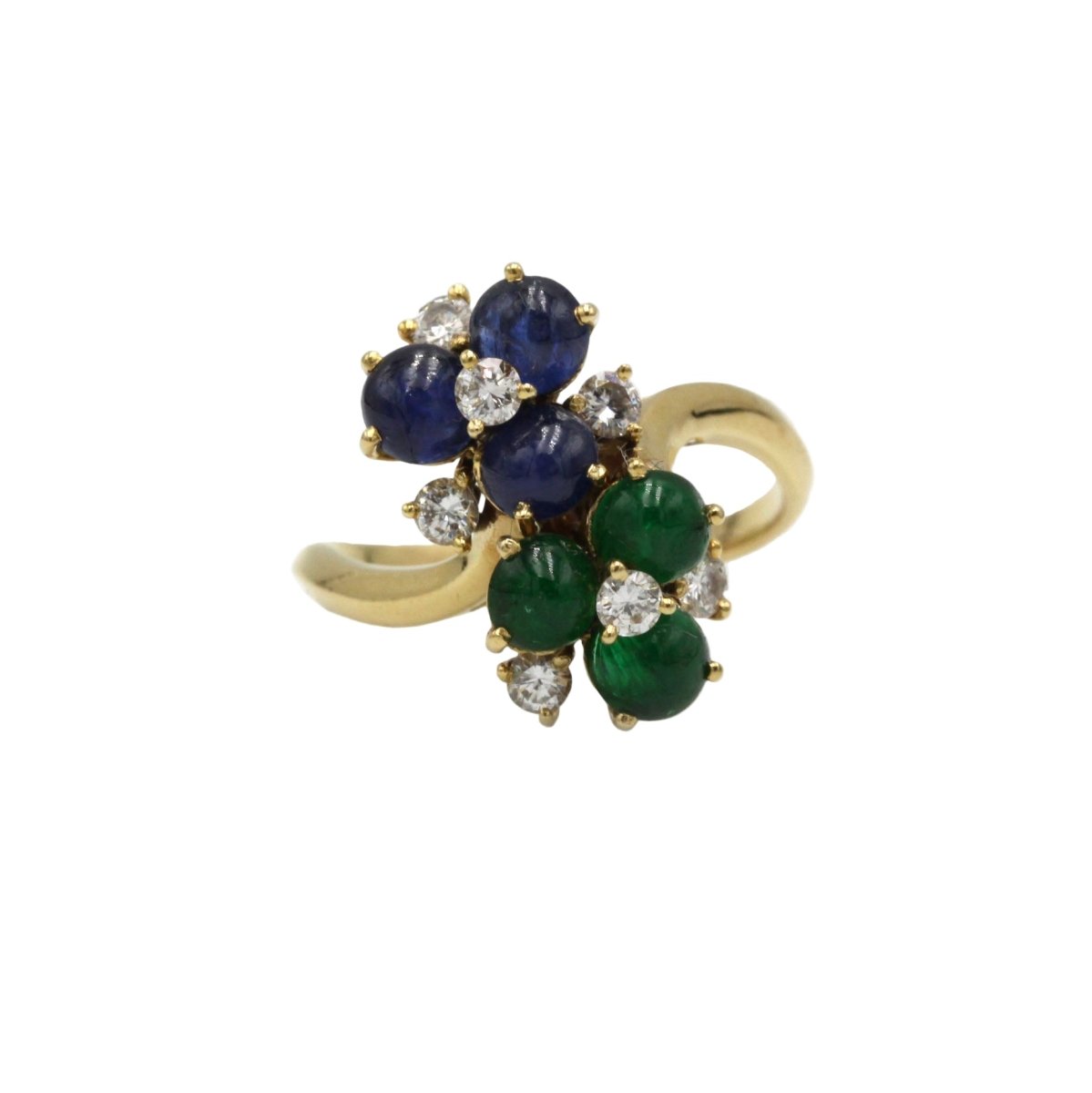 Bague MAUBOUSSIN Toi et Moi en or jaune, saphirs, émeraudes, et diamants - Castafiore