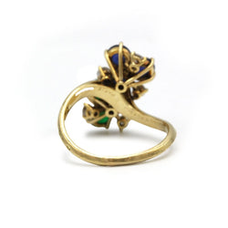 Bague MAUBOUSSIN Toi et Moi en or jaune, saphirs, émeraudes, et diamants - Castafiore