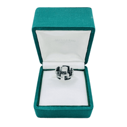 Bague MELLERIO "Graphic GM" en or gris, céramique et diamants - Castafiore