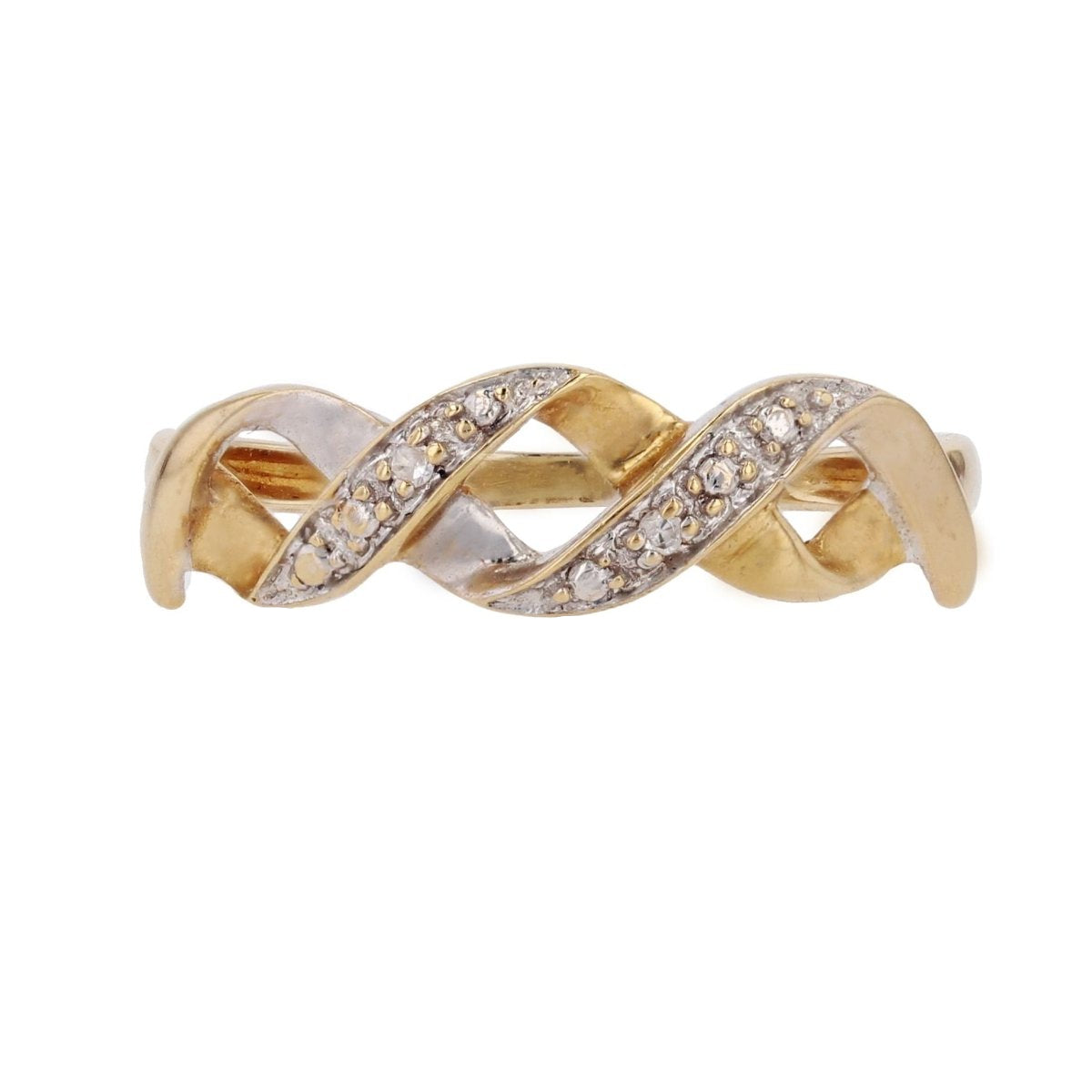 Bague moderne diamants 2 ors entrelacés - Castafiore