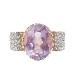Bague noeud en or jaune, améthyste et diamants - Castafiore