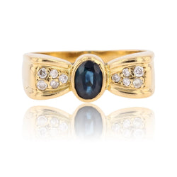 Bague nœud en or jaune saphir et diamants - Castafiore