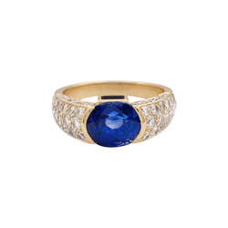 Bague O.J.PERRIN or jaune, saphirs et diamants - Castafiore
