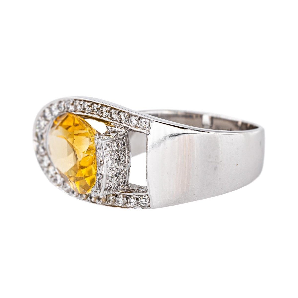Bague Or blanc Citrine - Castafiore
