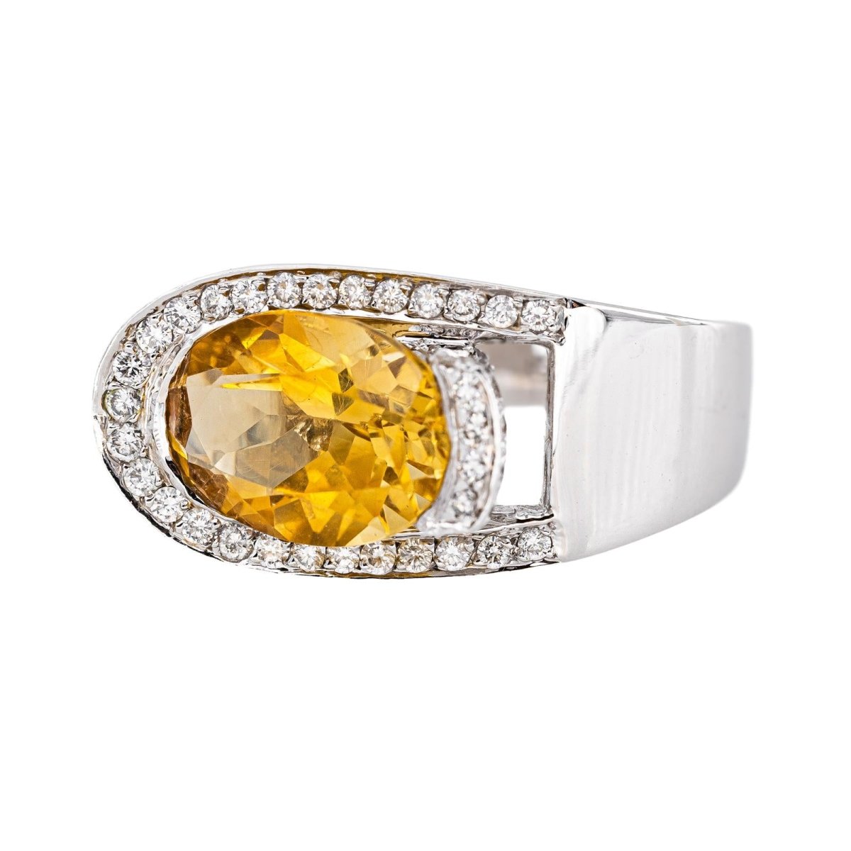 Bague Or blanc Citrine - Castafiore