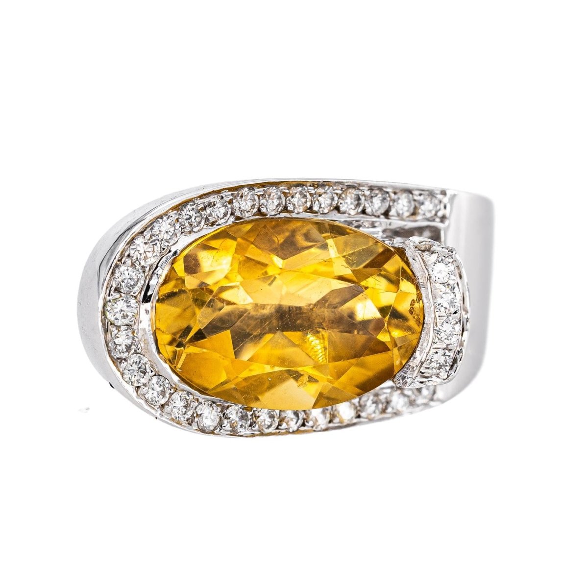 Bague Or blanc Citrine - Castafiore