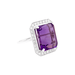 Bague or blanc, diamants, améthyste. - Castafiore