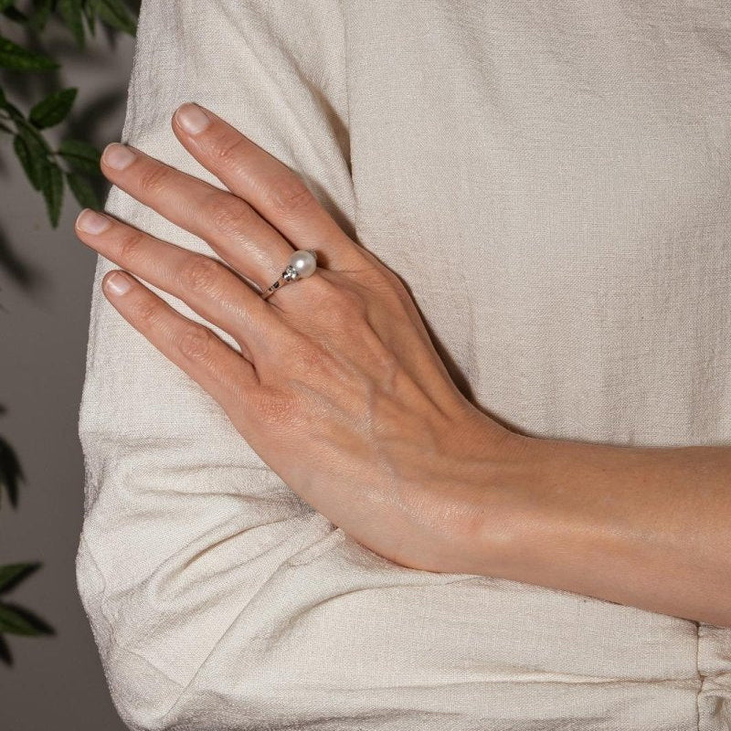 Bague Or blanc Perle - Castafiore