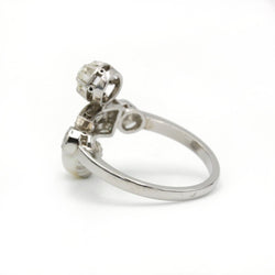 Bague - Or blanc, perles et diamants - Castafiore
