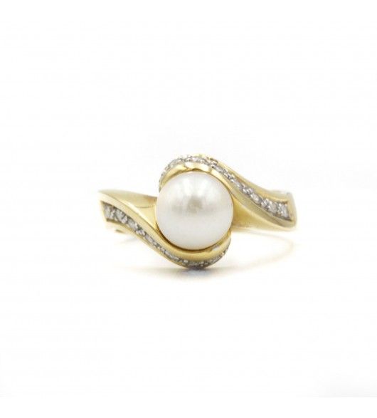 Bague - Or. Diamants & Perle - Castafiore
