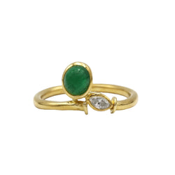 Bague - Or, Emeraude & Diamant - Castafiore