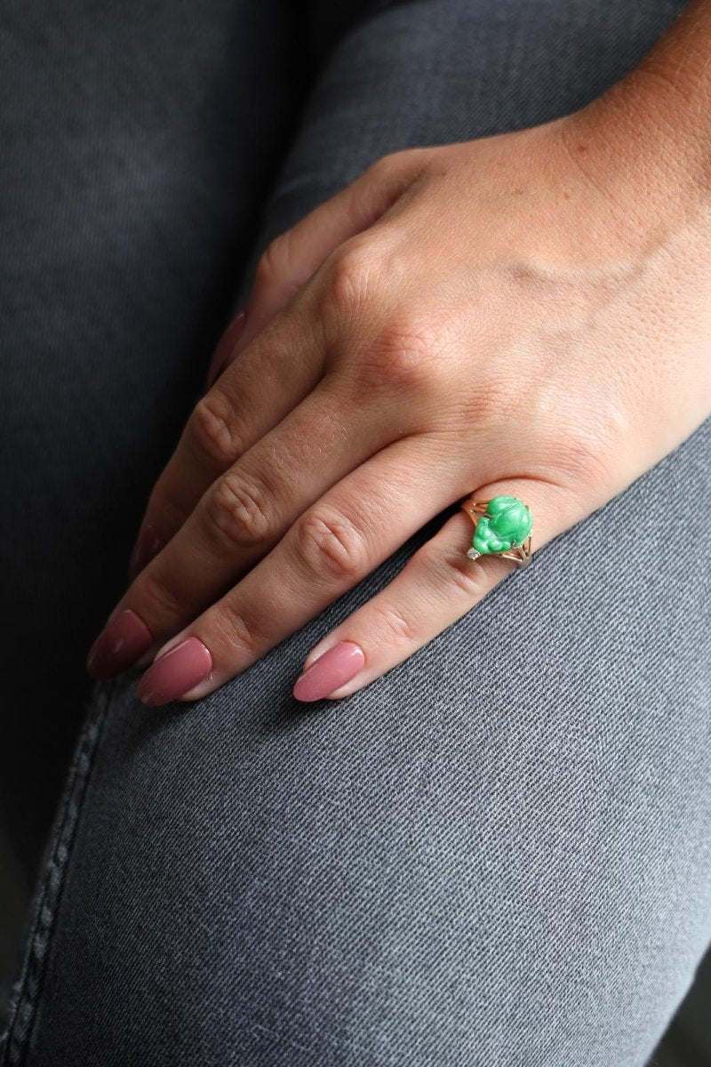 Bague Or jaune Jade Jadéite - Castafiore