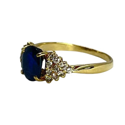 Bague or jaune saphir 1,5 ct et diamants 0,30 ct - Castafiore