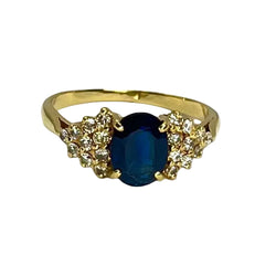 Bague or jaune saphir 1,5 ct et diamants 0,30 ct - Castafiore
