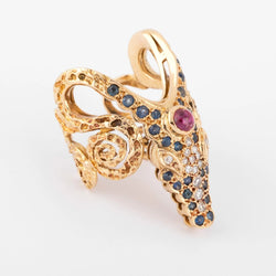 Bague or jaune tête de crocodile de la maison Lalaounis - Castafiore