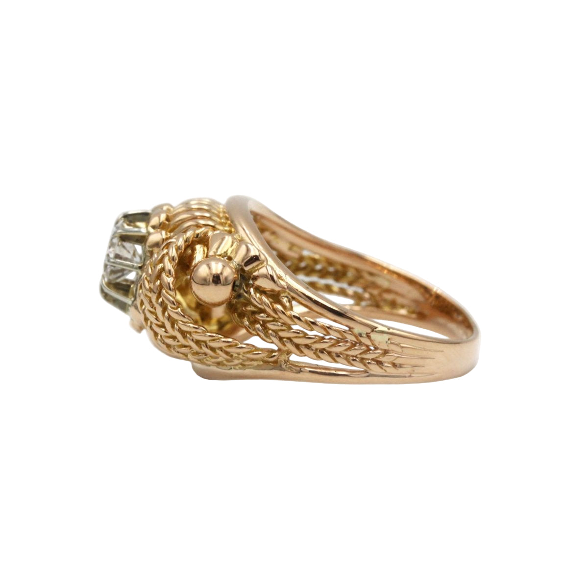 Bague OR Tresses et rubans en or jaune et or blanc avec diamant - Castafiore