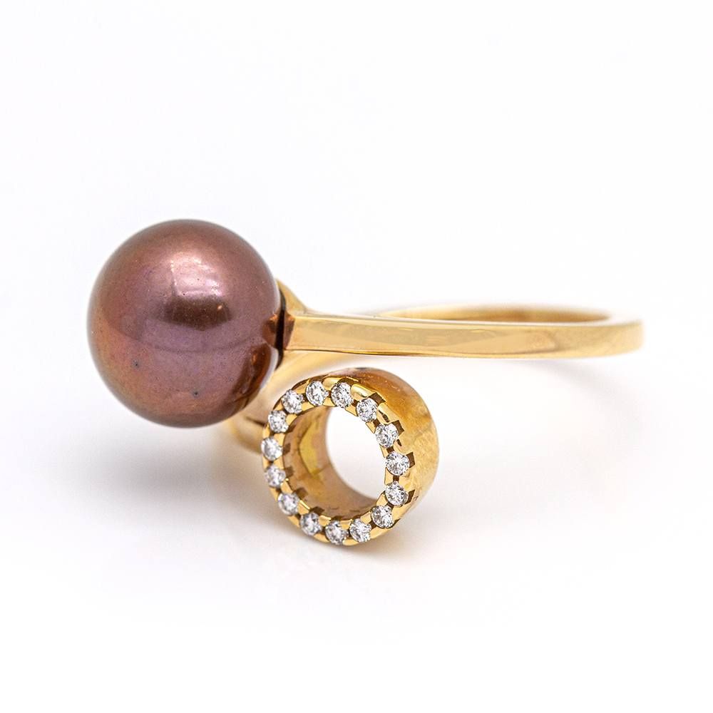Bague ORÊ avec diamants et perles - Castafiore