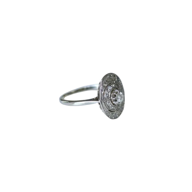 Bague Ovale Art Deco Diamants - Castafiore