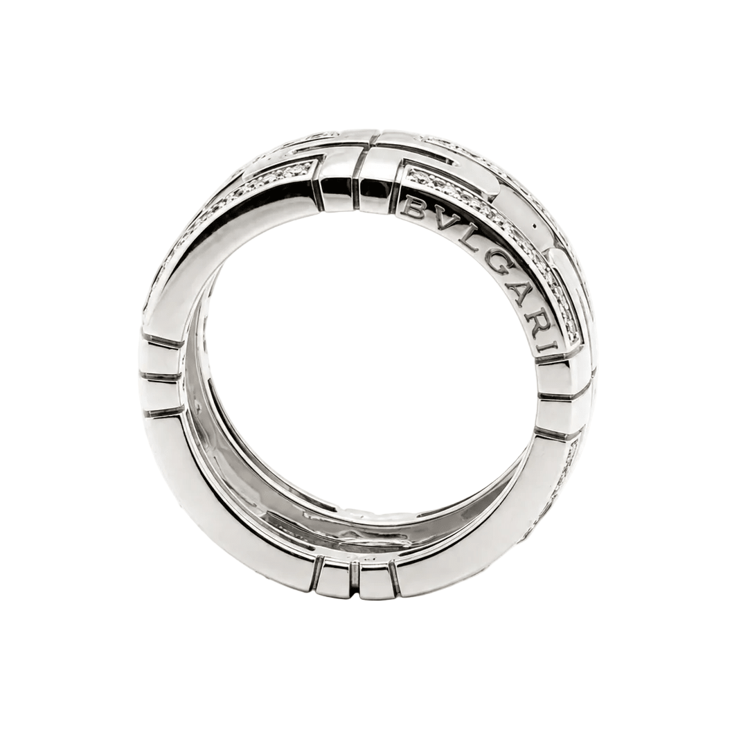 Bague Pavée BULGARI "Parentesi" en or blanc et diamants - Castafiore