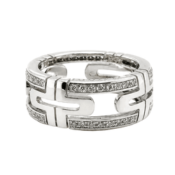 Bague Pavée BULGARI "Parentesi" en or blanc et diamants - Castafiore