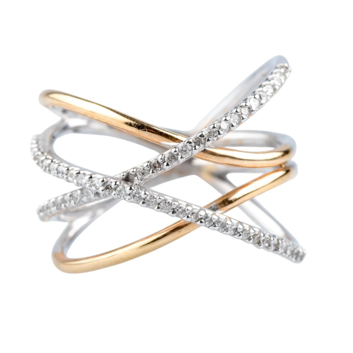 Bague Pavée en or blanc, or jaune et diamants - Castafiore