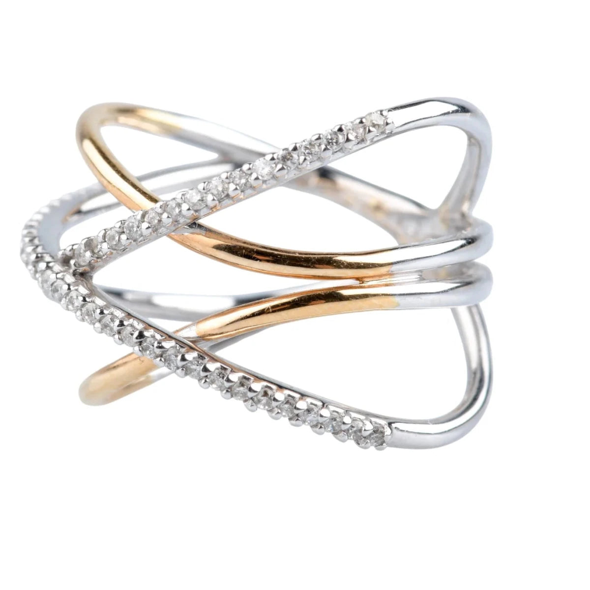 Bague Pavée en or blanc, or jaune et diamants - Castafiore