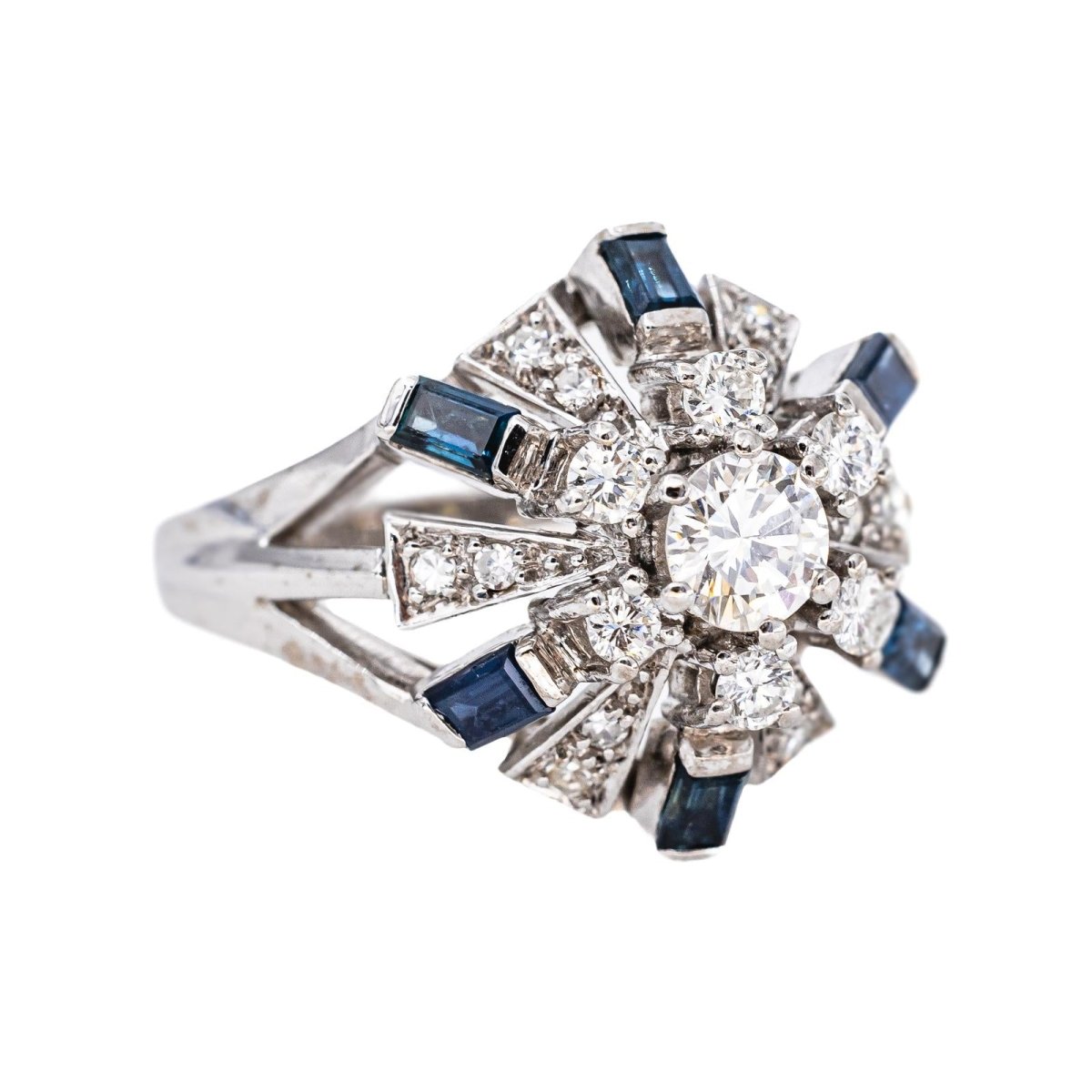 Bague Pavée en or blanc, saphirs et diamants - Castafiore