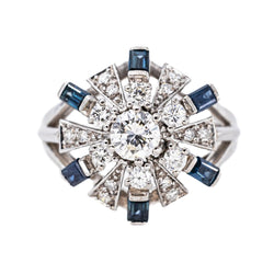 Bague Pavée en or blanc, saphirs et diamants - Castafiore