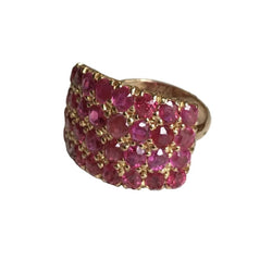 Bague Pavée en or jaune et rubis - Castafiore
